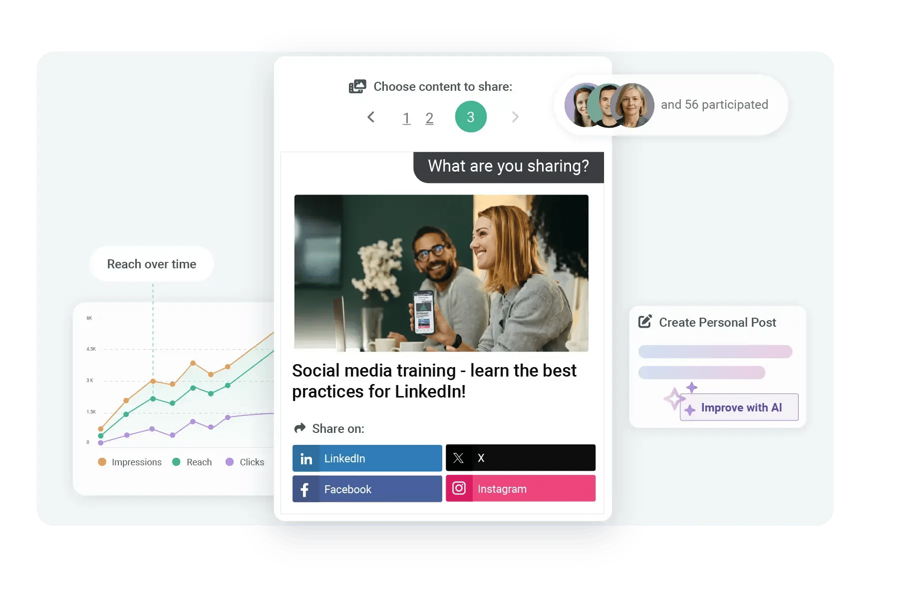 Employee sharing company messages on socials